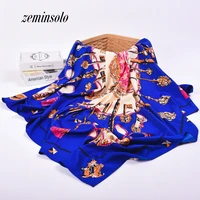 free shipping hot sale satin square silk scarf printed for ladies new women luxury brand polyester scarves shawl 130130cm