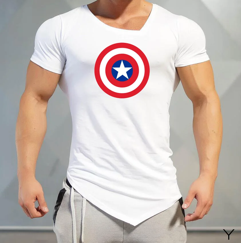 Muscle Guys, Модные Фитнес-футболки для бодибилдинга, фитнеса, брендовая спортивная одежда, Хлопковая мужская футболка с коротким рукавом, футболки для тренировок - Цвет: N088white