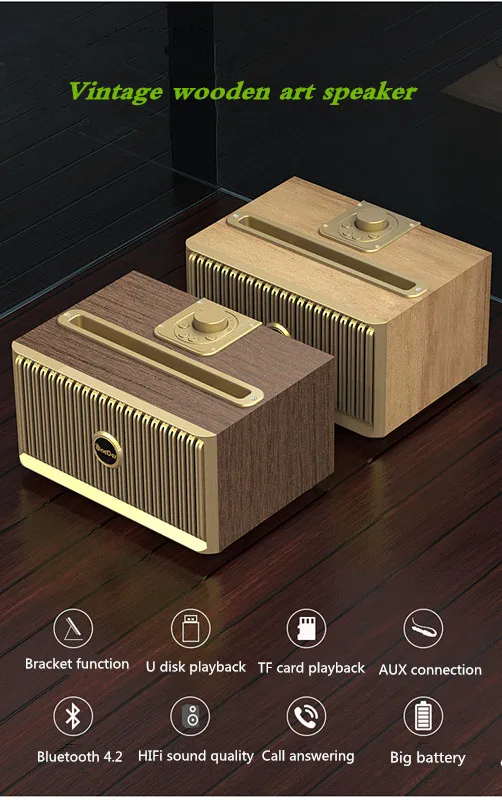 OneDer Magic V6 ретро Bluetooth динамик домашний радио дерево маленький звук супер громкость беспроводной телефон