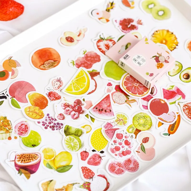 

50pcs/lot Summer Fruit Series Stickers Daily Life Scrapbook Paper Deco Girl Fashion Stationary Sticker Scrapbooking
