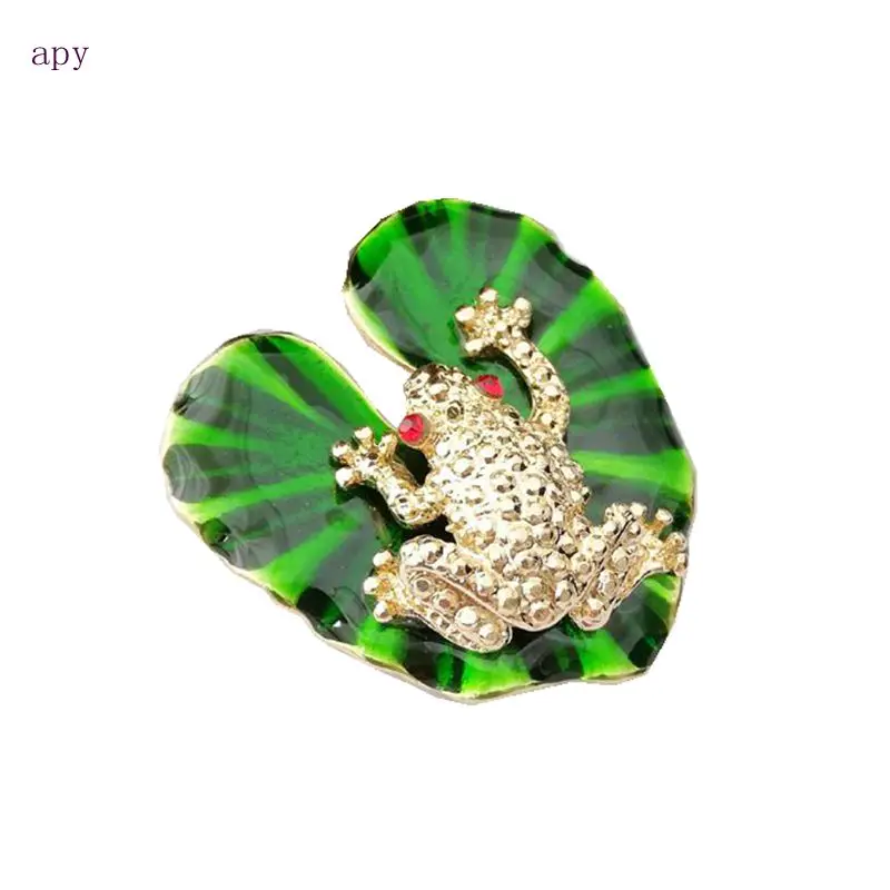 Женская эмалированная брошь Frogs зеленая металлическая в виде животного стразы