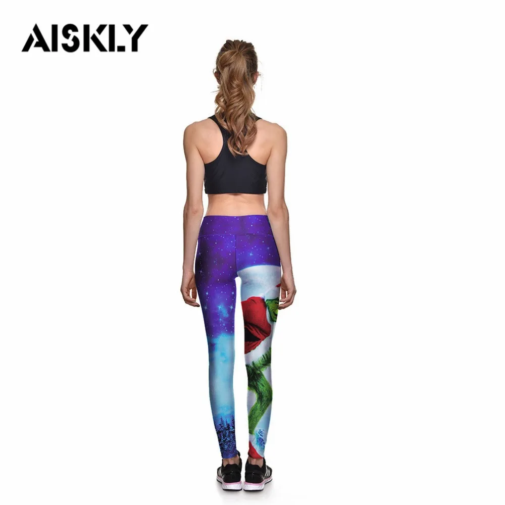 AISKLY Женской моды новый снеговик Рождество цифровая печать колготки повседневная