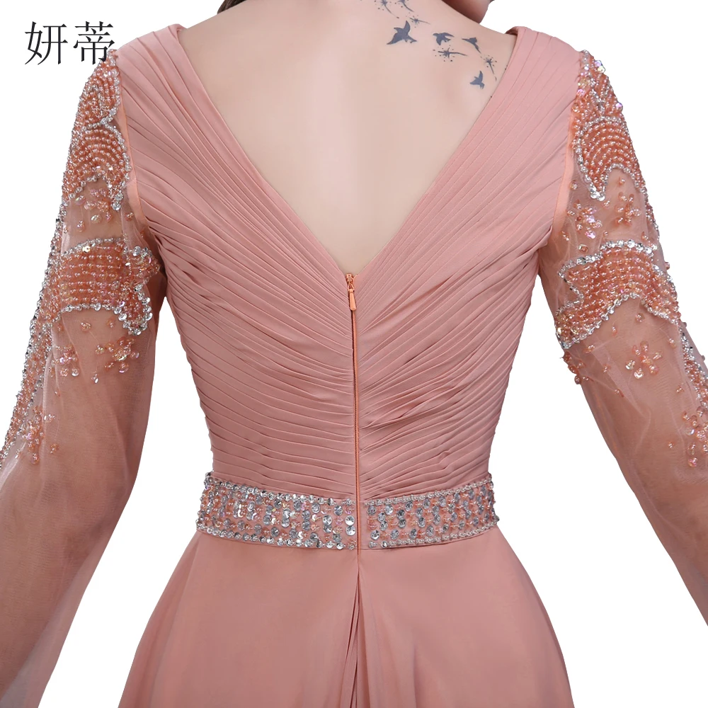 Элегантное Вечернее Платье трапеция с длинным рукавом и V образным вырезом