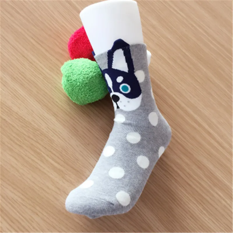 Harajuku/женские носки для взрослых с собаками из мультфильмов; сезон осень-зима; Meias; новые рождественские подарки - Цвет: Gray