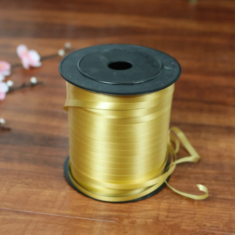 Золотой 250 ярдов DIY globos шелковая лента 5 мм Свадебные украшения с новогодним днем рождения подарок для обертывания коробок День Святого Валентина вечерние принадлежности - Цвет: Золотой