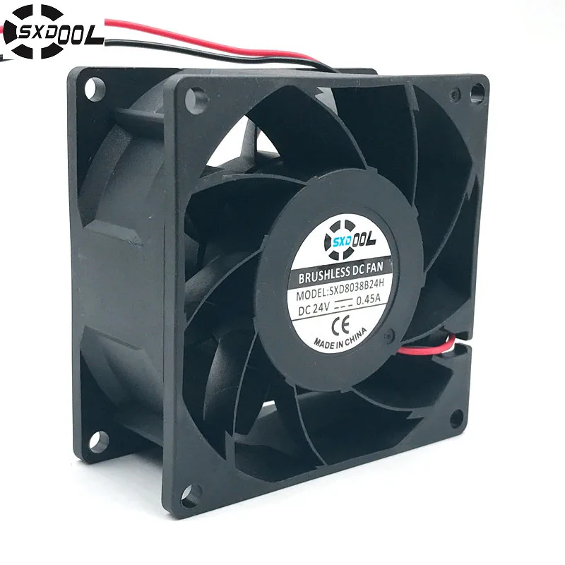 Ventilador 8038 dc 24v 80 mm Ventilador de Refrigeração Duplo Rolamento de Esferas 0.45a de Alta Velocidade Cfm Fluxo de ar 80x80x38 mm para Servidor Inversor Case Cooler