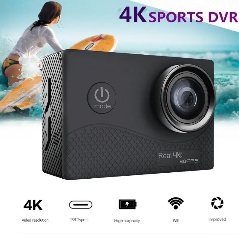 Q6H Ultra HD 4K Спортивная камера DVR DV камера водонепроницаемая камера(черный