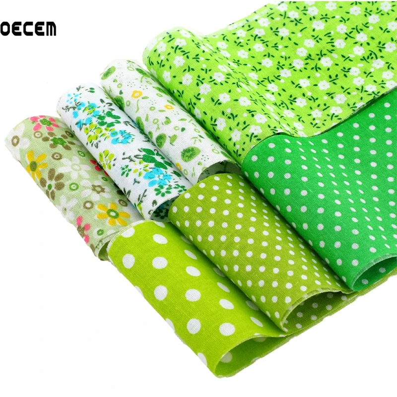 7 шт./лот желе ролл тонкая ткань полоски зеленая серия хлопок простые ткани Pacthwork