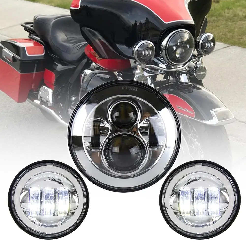 

7inch LED Headlight /4.5inch Fog Lamp For Harley Davidson Electra Glide Road King Motorcycle Headlamp Bracket Set