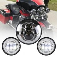 7inch led headlight 4 5inch fog lamp for harley davidson electra glide road king motorcycle headlamp bracket set