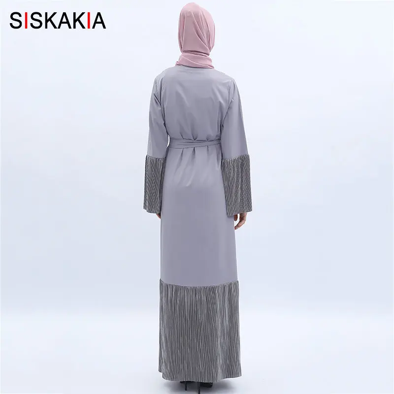 Женский мусульманский кардиган Siskakia фиолетовый плиссированный с рукавами