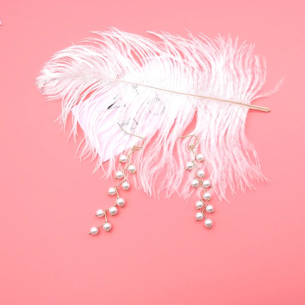 Модные элегантные серьги с искусственным жемчугом золотистого цвета Жемчужная