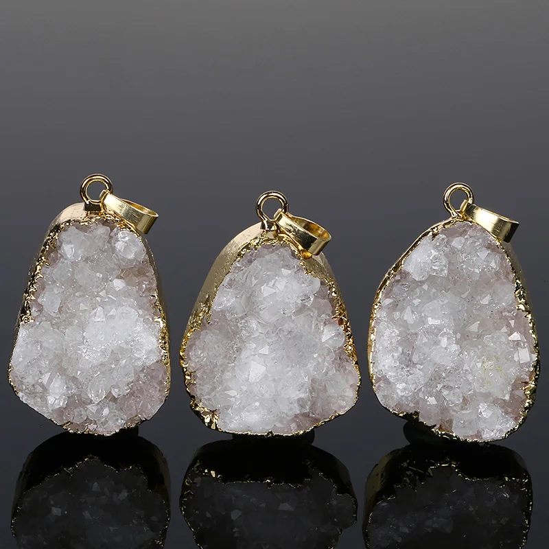 Белые нестандартные кварцевые хрустальные подвески драгоценности