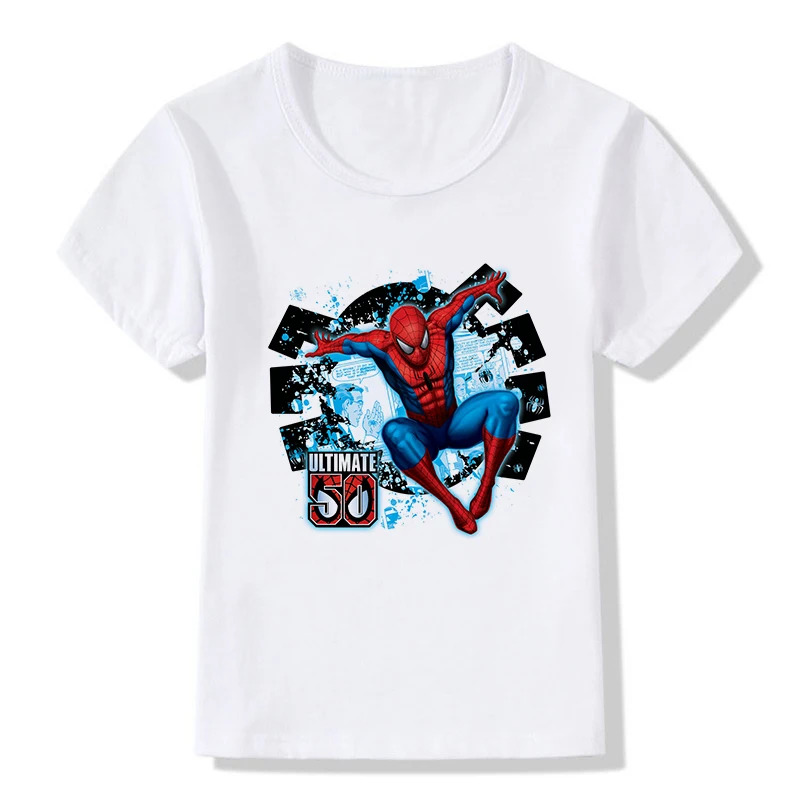 Детские футболки летние топы с рисунком Человека-паука неограниченная забавная