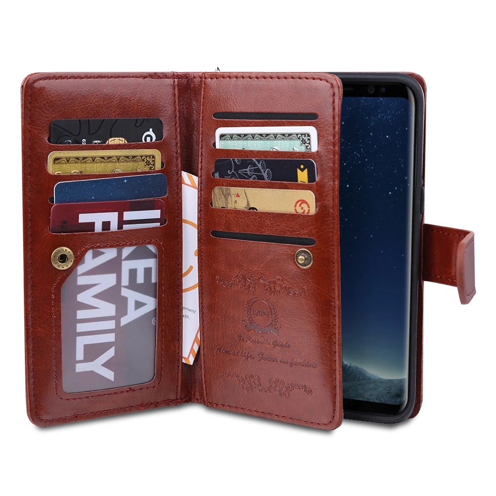 BRG многофункциональный флип бумажник из искусственной кожи чехол для SS Galaxy S9 Plus S9+ S8 Plus S8+ Note 8 9 10 Pro S10 Plus S10 S10E кошелек Чехол