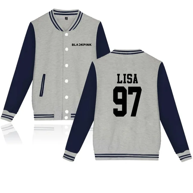 Gray 97 LISA WEJNXIN Kpop Blackpink альбом бейсбольная куртка для женщин/мужчин вентиляторы Толстовка Поддержка имя члена печати толстовки Moletom женский - Цвет: Gray 97 LISA