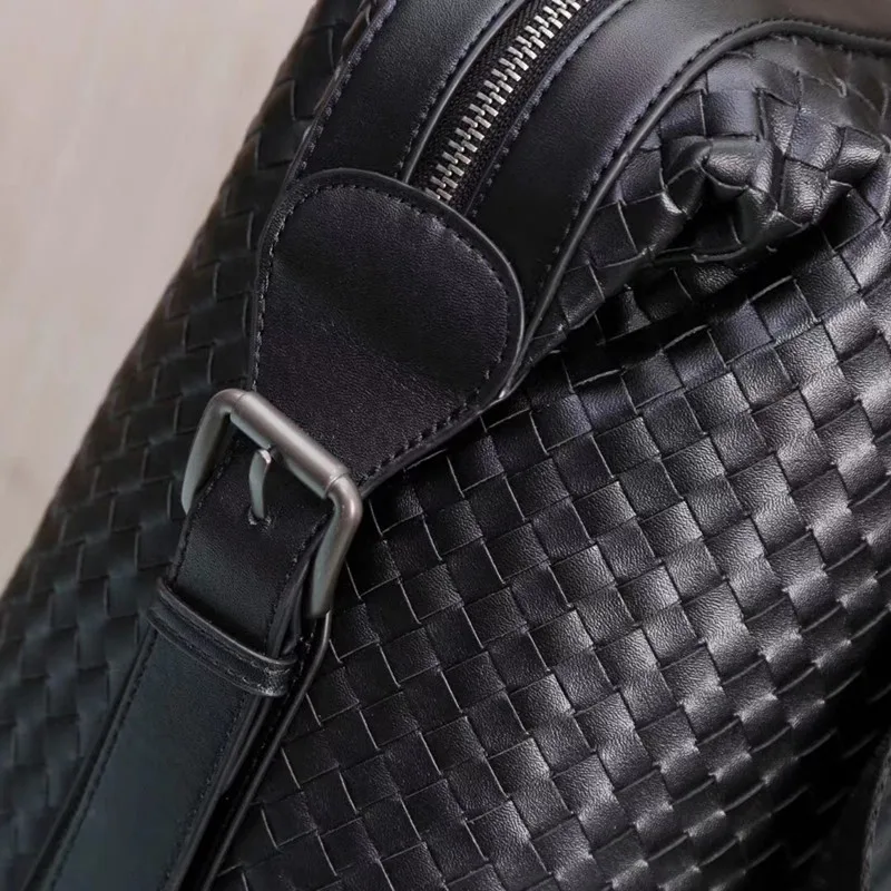 Kaisiludi leather woven men's bag handbag cowhide computer bag large-capacity briefcase men's and women's oblique span bag fashi