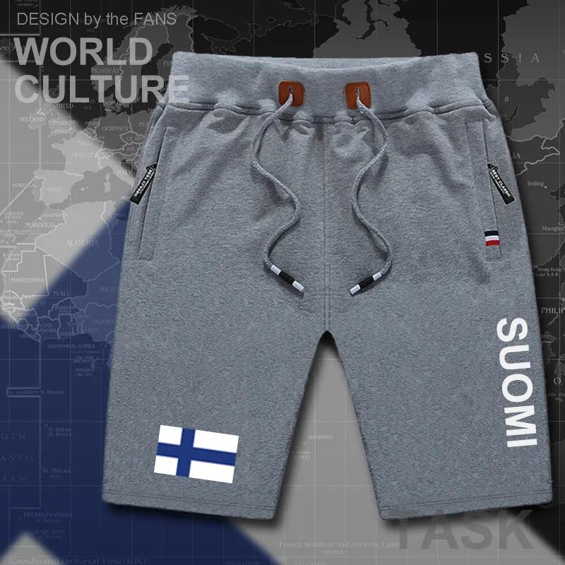 Финские мужские пляжные шорты новые спортивные с флагом и карманами на молнии