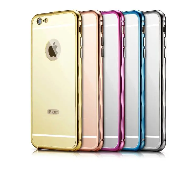 Чехол для iPhone 6 большой задняя часть металл рама серебро золотой зеркало дизайн