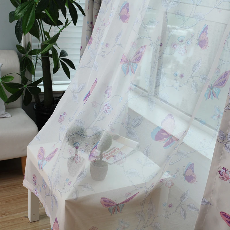 Пасторальная ткань занавески розовые шторы &quotБабочки&quot для принцессы голубые