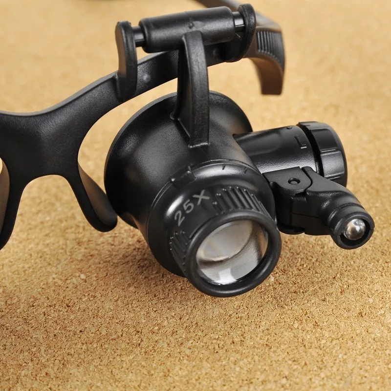 Ношение Лупа Светодиодная лампа очки ювелирные изделия увеличительное стекло