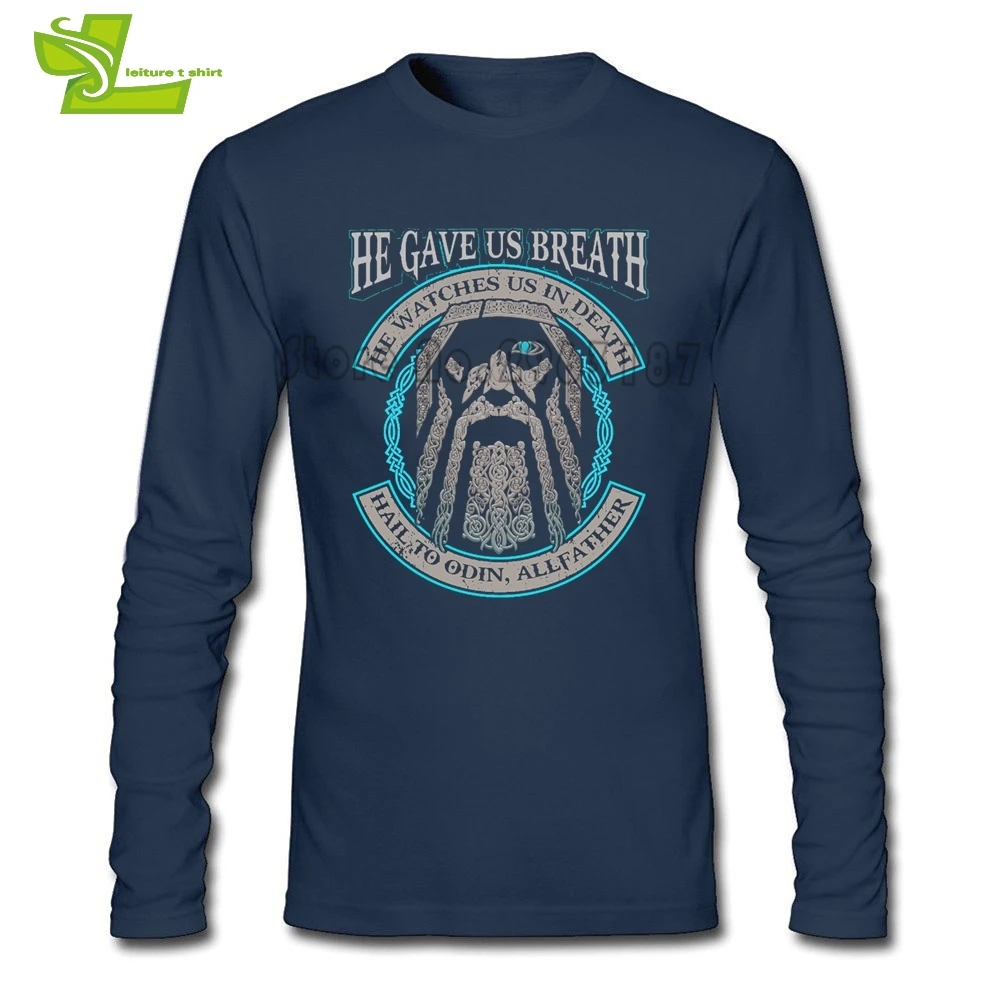 Odin He Gave Us Breath Watches In Death Male T Shirt Fashion Tops Boy Long Sleeve 100% Cotton Tee Guys Simple Clothes | Мужская одежда