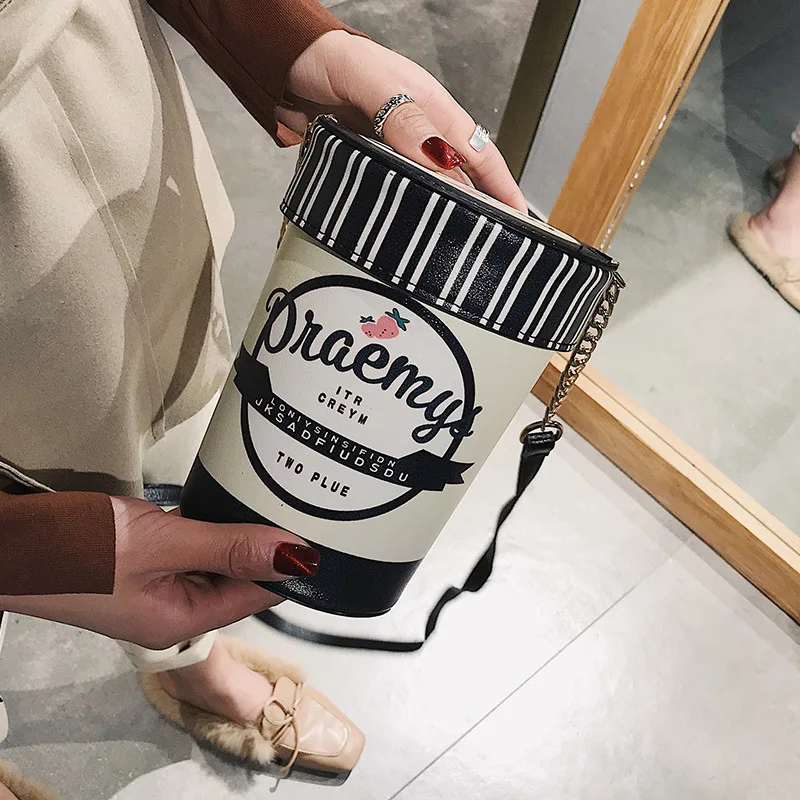 Дизайн чашки мороженого женская сумка розовая Ведерко для дам на плечо