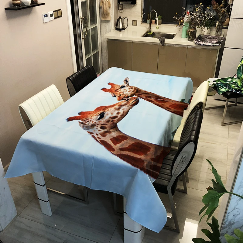 3d скатерть с животными креативные зеленые растения Фламинго узор полиэстер удобная Водонепроницаемая скатерть крышка для детей