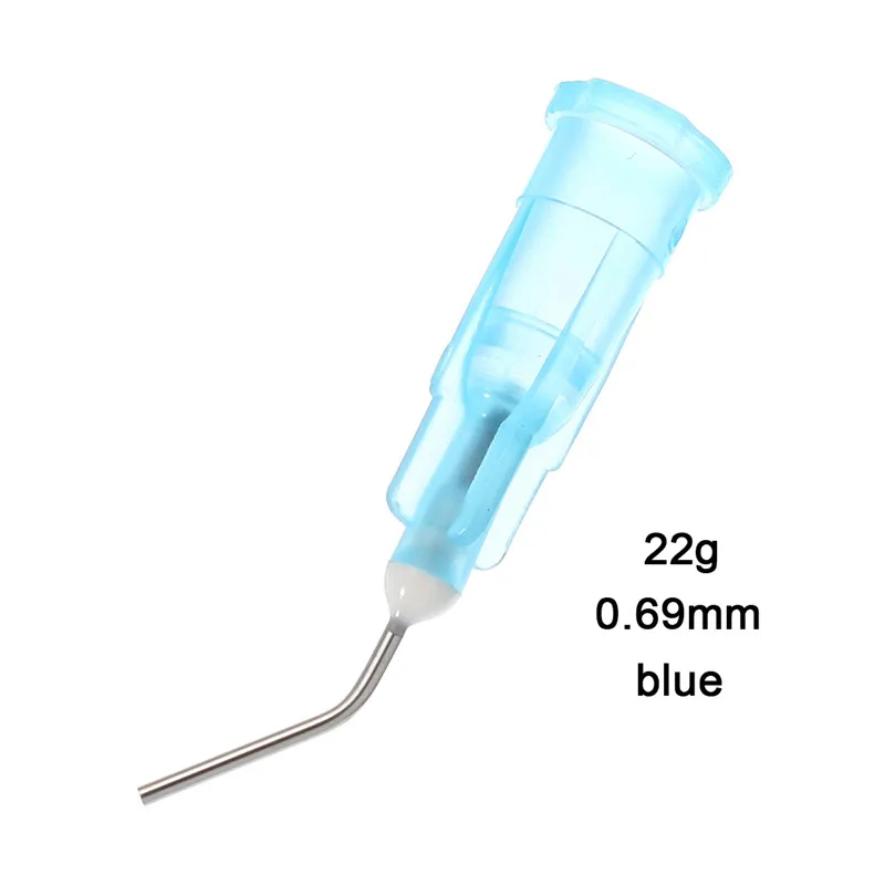 0.69mm Blue 100 шт. оросительные изогнутые контакты наконечники сварочный флюс стоматологический поток герметик Etchant композиционные смолы кислотный шприц для реактивов советы оборудование - Цвет: 0.69mm Blue