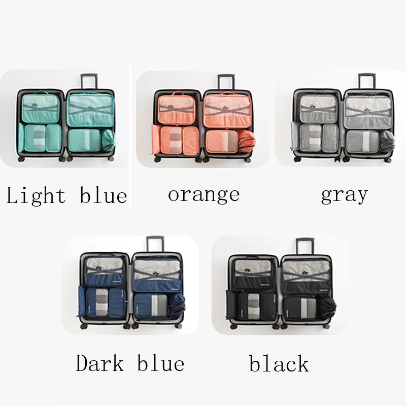 

7PCS/Set High Quality Capacity Travel accessories kit Mesh storage Luggage Organizer Packing Cube for Clothing underwear bag