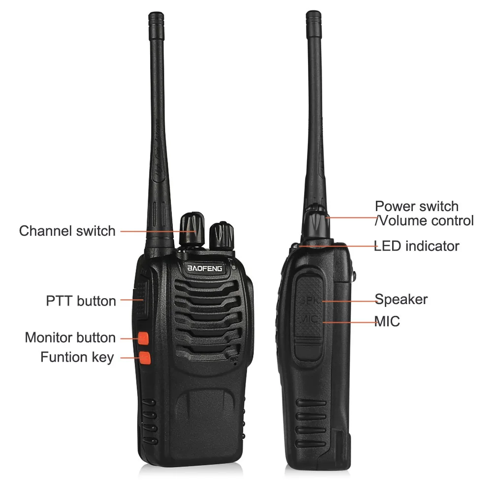 2x Baofeng UHF 400-470 МГц 5 Вт CTCSS двухстороннее радио 16CH рация портативная станция