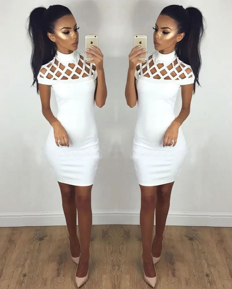 

Fashion Women Bandage Bodycon Basic Dresses Evening Party Short Mini Dress Summer Sleeveless Slim Vestidos sundress For female