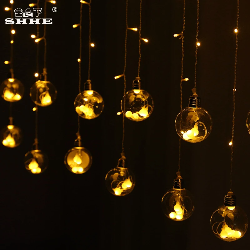 

138led дроссельная занавеска светодиодная сказочная гирлянда на батарейках штепсельная вилка европейского стандарта романтическая Новогодн...