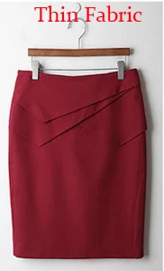 thin red Весеннее Новое поступление, 4 цвета, деловая короткая юбка, adies, большой размер XXL, длина до колена, Женская Офисная черная Рабочая Юбка, женская - Цвет: thin red