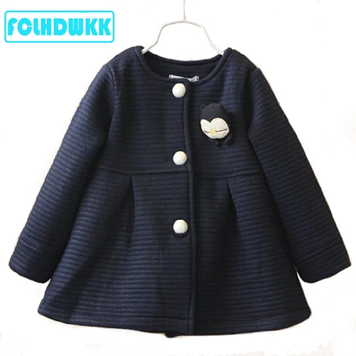 Navy blue Весенне-осенние детские куртки для девочек однобортное Детское пальто с рисунком пингвина верхняя одежда для девочек, куртка для девочек, одежда с бантом для девочек - Цвет: Navy blue