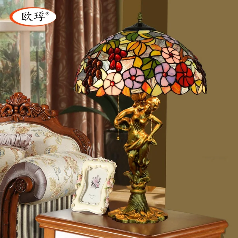 

American Pastoral Tiffany stained glass table lamp living room bedroom bedside lamp