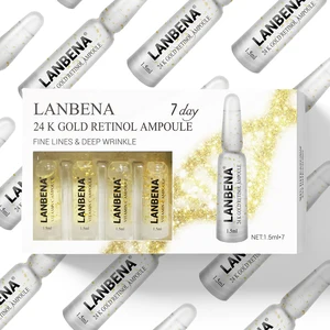Антивозрастная сыворотка LANBENA, Золотая ретинол 24 К, Антивозрастная, лифтинг, укрепляющая, удаляет тонкие линии, увлажняющая, питательная для 7 дней