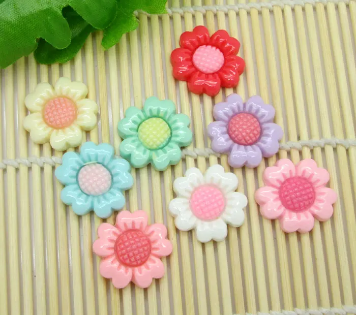 

30Pcs 24mm Mixed Sunflower Resin Decoration Crafts Kawaii Beads Flatback Cabochon Scrapbook DIY Accessories Buttons