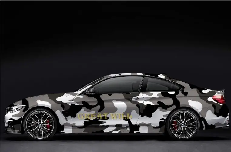 2 Black Gray Camouflage Vinyl Wrap Film Auto Sticker Vinyls Film Camouflage Car Wrap For Car Wrapping Matte Glossy Air Bubble Free - Название цвета: 2