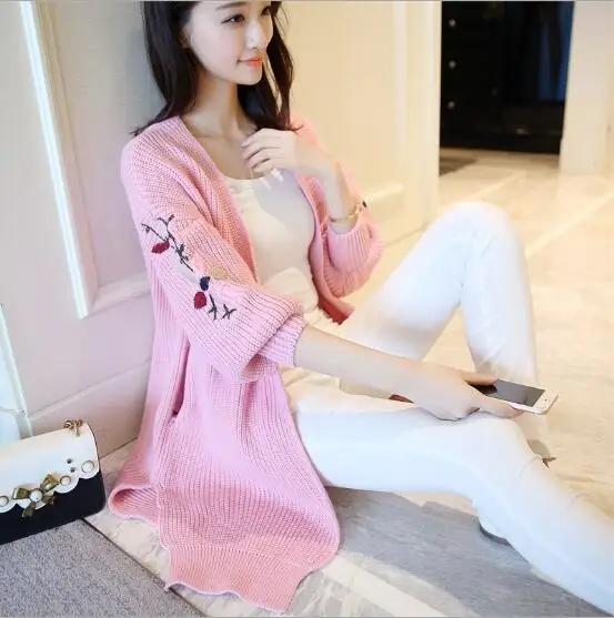 Fdfklak Autumn Winter Sweater for Women Elegant Print Ladies Cardigan Long Knitted Sweaters Womens ponchos 6 Colors |