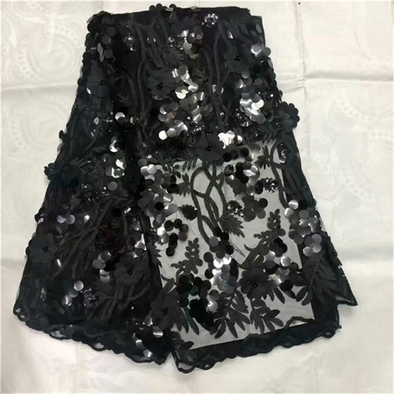 

2019 New Design French Lace Material High Quality French Net African Lace Fabric With 3d Sequins Nigerian Wedding African Lace
