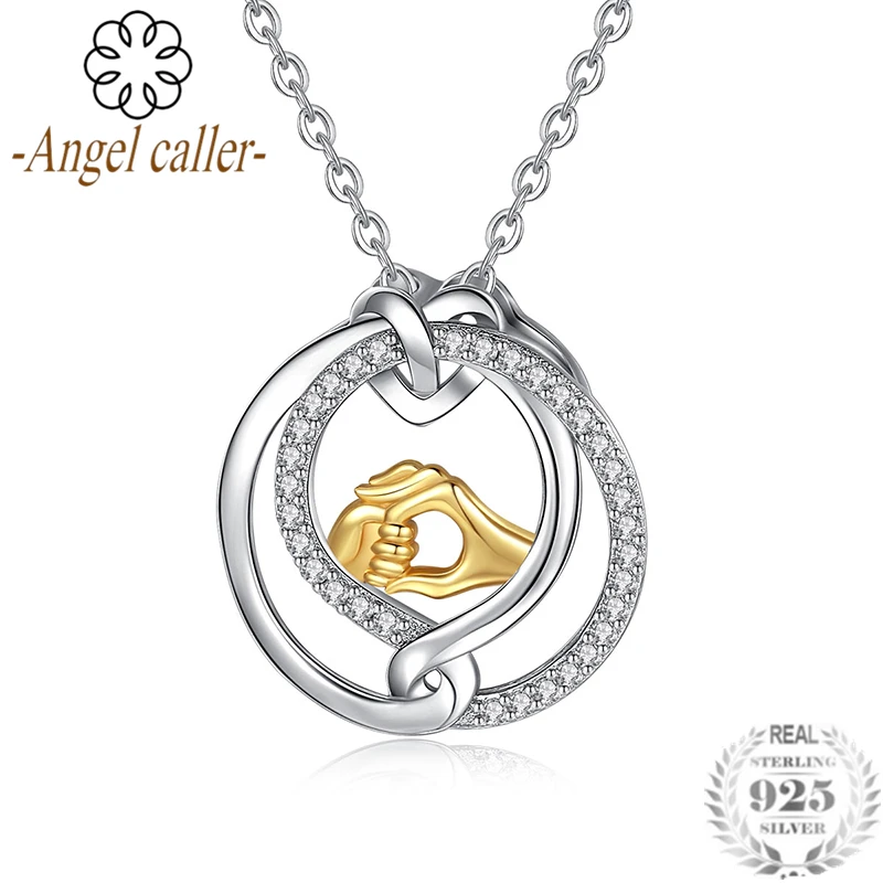 Женское ожерелье с подвеской в виде руки Angel Caller Настоящее серебро 925 пробы