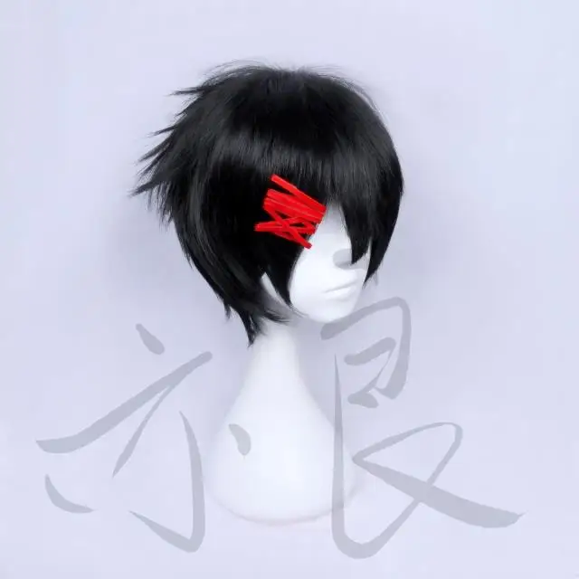 Tokyo Ghoul Juuzou Suzuya Short Black Full Lace Costume Cosplay Wig (Without red clips) +Wig Cap +Free Tracking Number |
