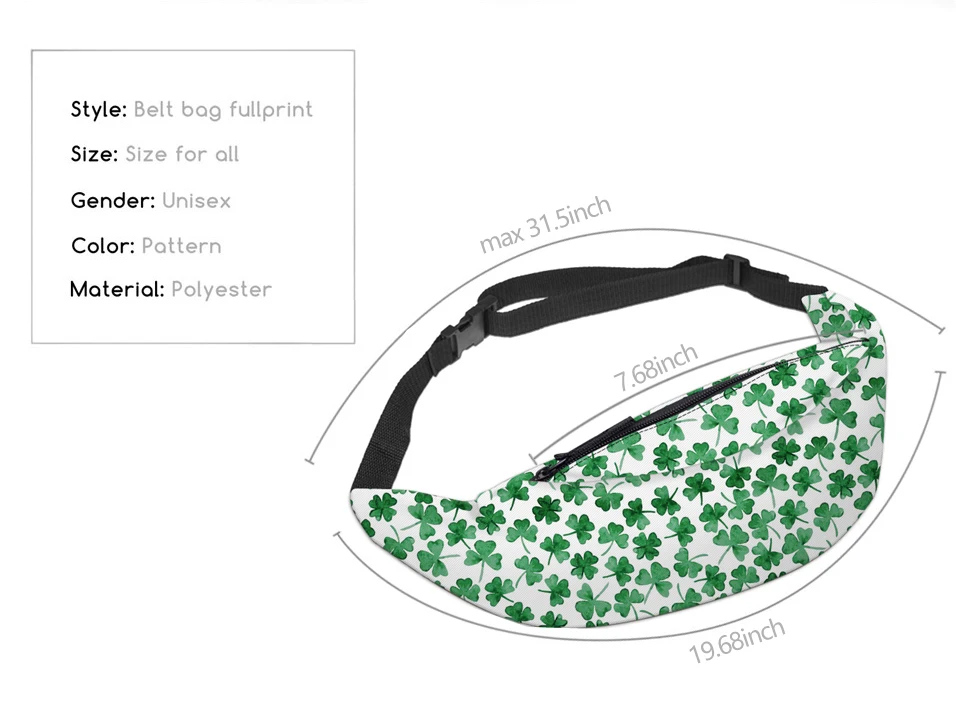 Deanfun 3D Printing Waist bags Hip Bum Bags Clover for Women Fashion with Zipper YB12 # | Багаж и сумки