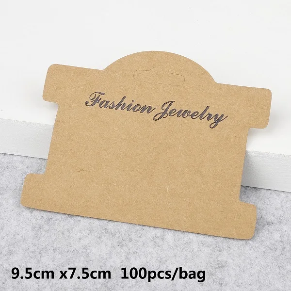 Kraft Paper 100 шт крафт-бумаги Ювелирные открытки, ожерелье/серьги/шпилька/подвеска упаковочные карты, бирка для ювелирных изделий - Цвет: Kraft Paper