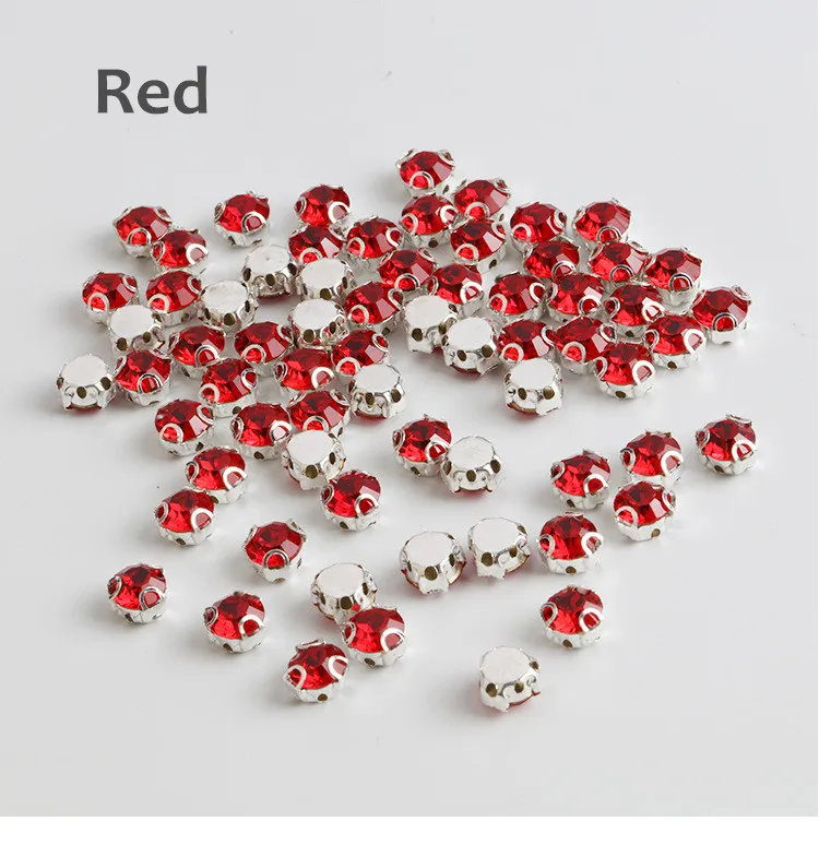 Red 3D Красочные 4 мм ss16 AAA стекло серебряная основа Стразы прозрачный кристалл AB коготь Стразы DIY шитье на свадебное платье аксессуары - Цвет: Red