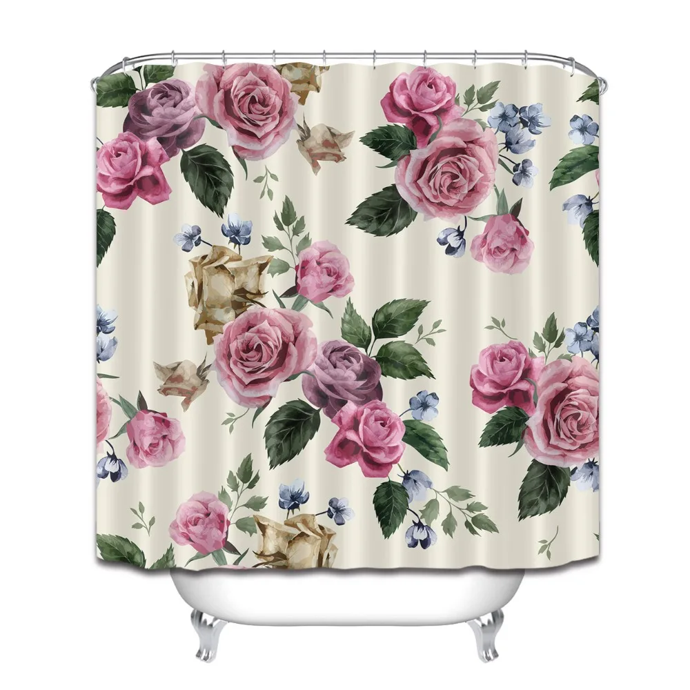 LB занавеска для душа из светильник ни с цветами и розовыми розами