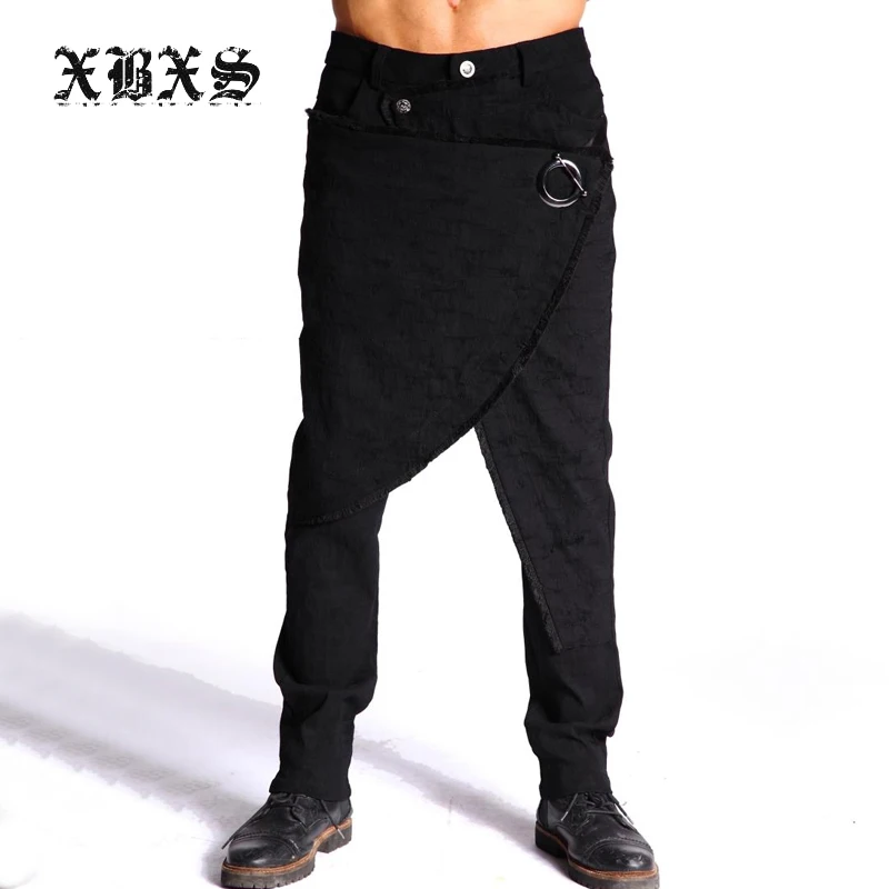2017 New men clothing fashion DJ BIGBANG ds The stylist Personality metal ring false two culottes plus size Singer costumes | Мужская
