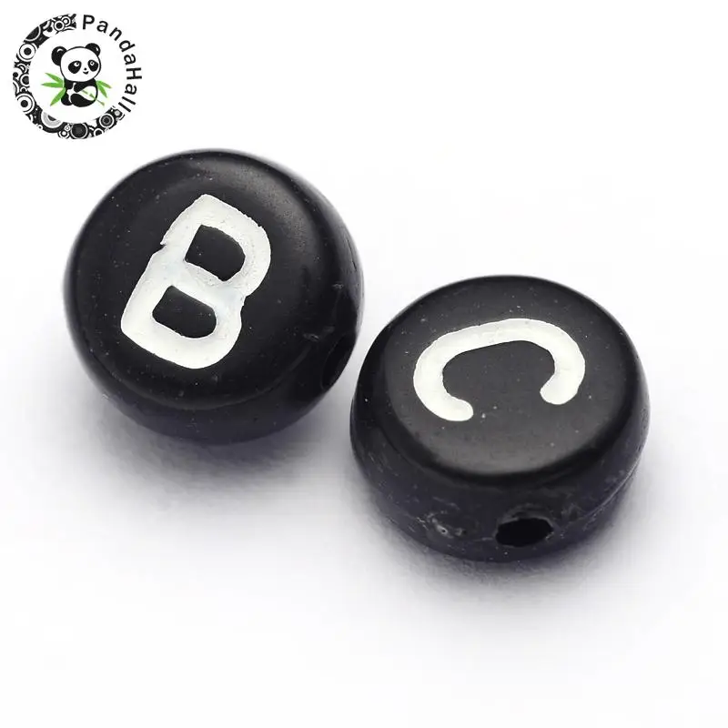 

Alphabet Acrylic Beads Flat Round Black beads for jewelry DIY making necklace bracelet 2019 ,about 7x4mm, Hole: 1mm F70