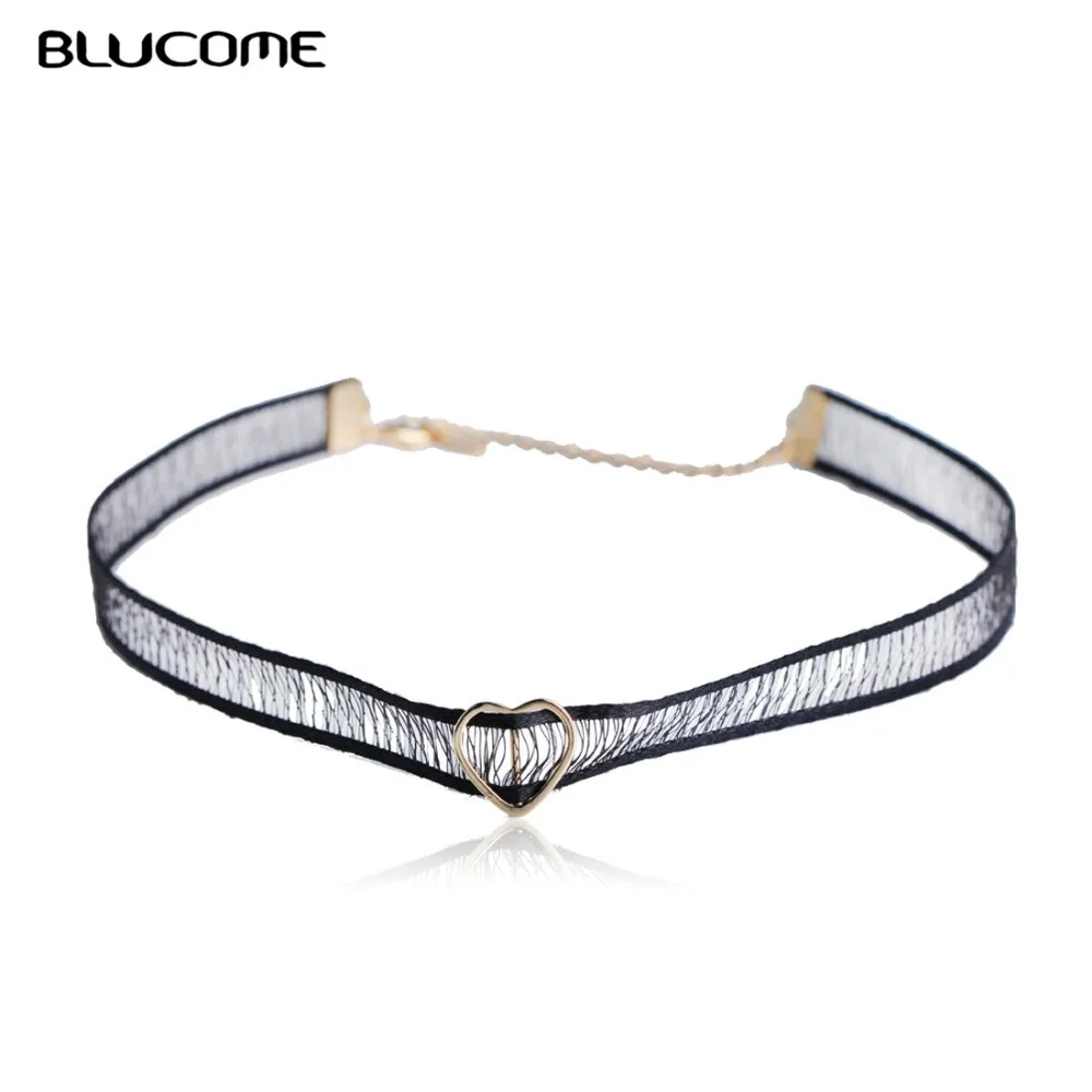 Dazz Fashion Hip Hop Style Heart Shape Black Lace Copper Choker Necklace Collar Jewelry Lady Women Girls Party Neck Accessories | Украшения